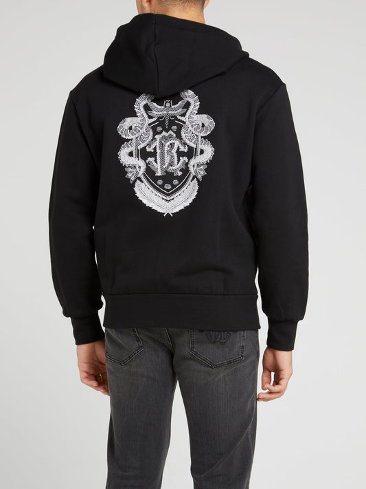 Черная куртка с вышитым на спине логотипом