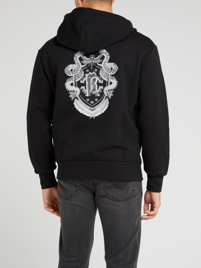 Черная куртка с вышитым на спине логотипом