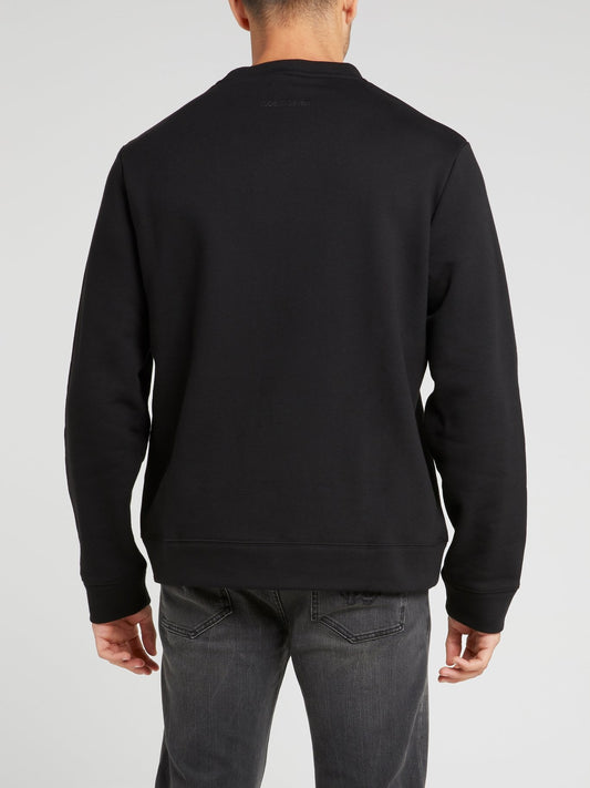 Черный хлопковый свитшот с принтом в виде орла