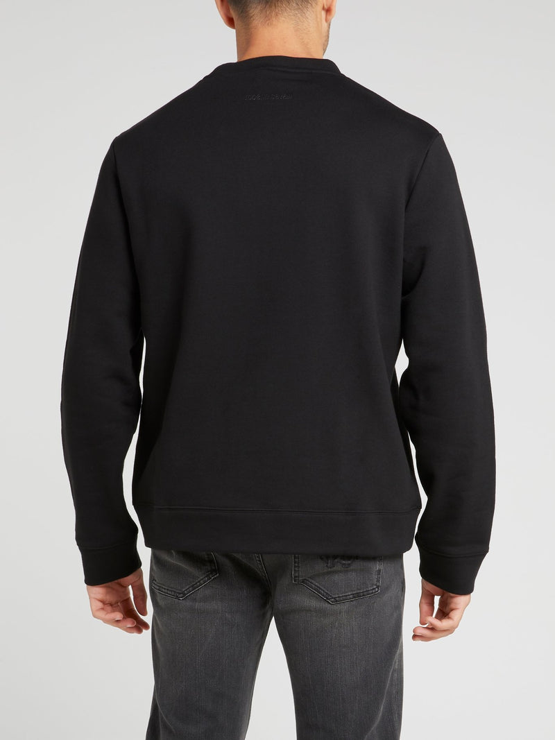 Черный хлопковый свитшот с принтом в виде орла