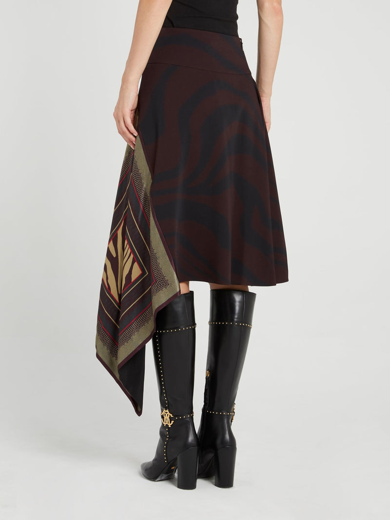 Асимметричная юбка-миди с анималистическим принтом