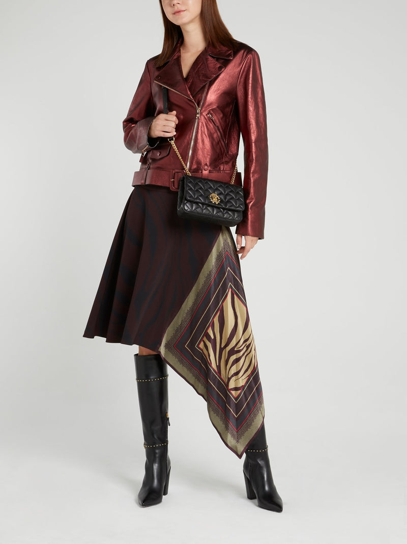 Асимметричная юбка-миди с анималистическим принтом