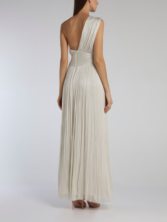 Kris White One-Shoulder Maxi Dress