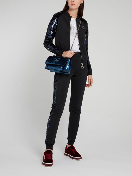 Черная куртка с рукавами из пайеток