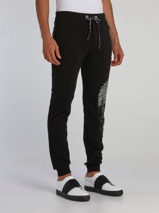Black Embellished Skull Track Trousers