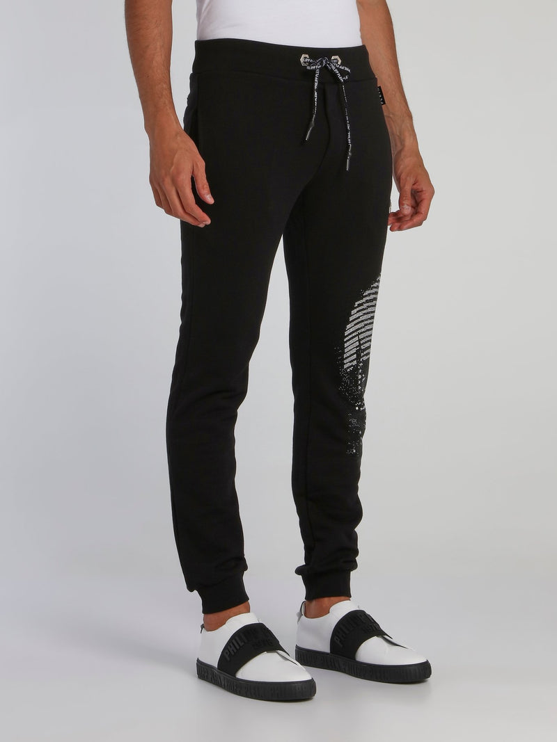Black Embellished Skull Track Trousers