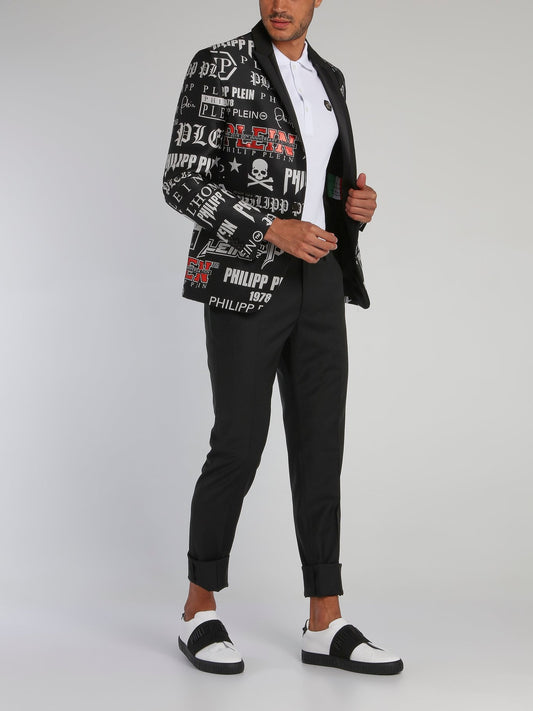 White Stars and Skull Polo Shirt