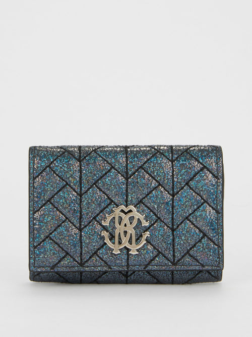 Blue Nappa Glitter Card Case