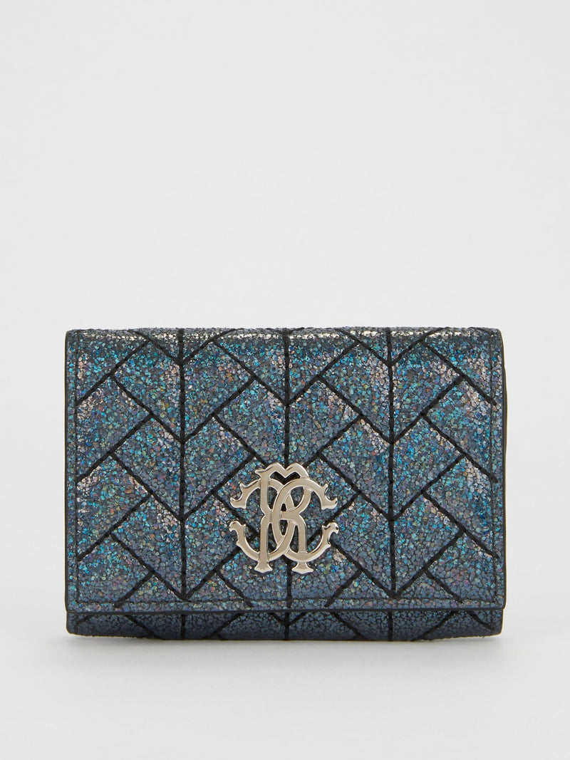 Blue Nappa Glitter Card Case