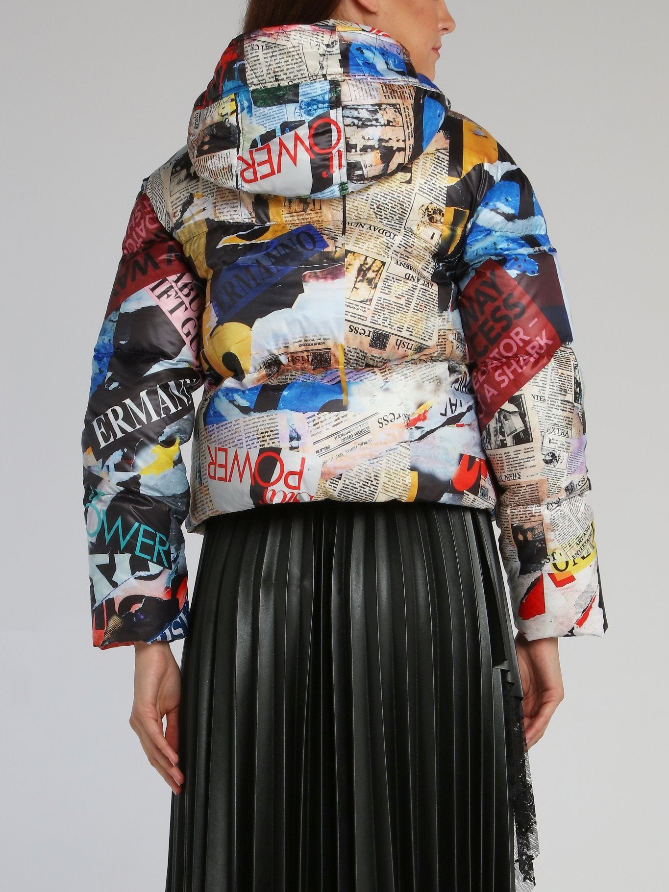 Newspaper Print Down Jacket