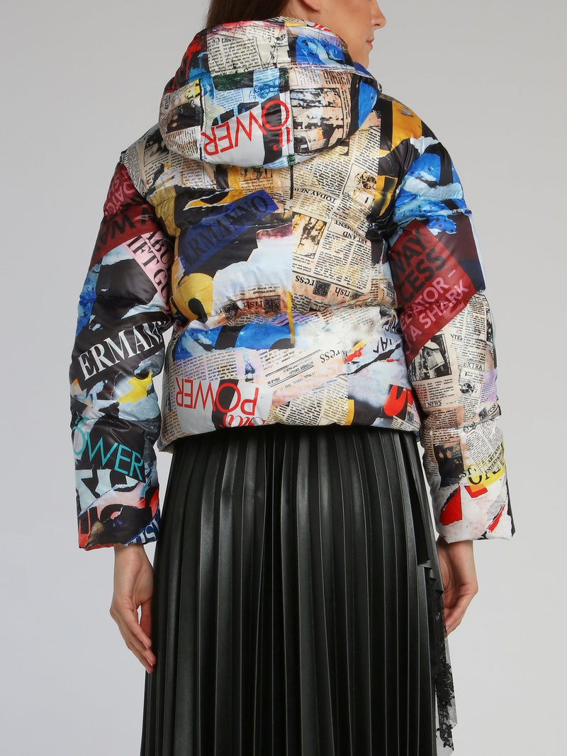 Newspaper Print Down Jacket