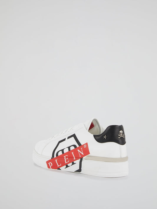 White Skull Heel Patch Sneakers
