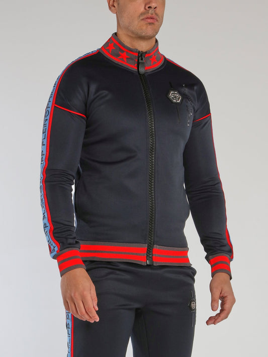 Navy Stripe Trim Jogging Jacket