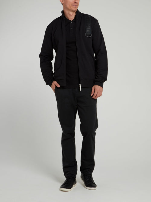 Черная трикотажная рубашка поло с логотипом