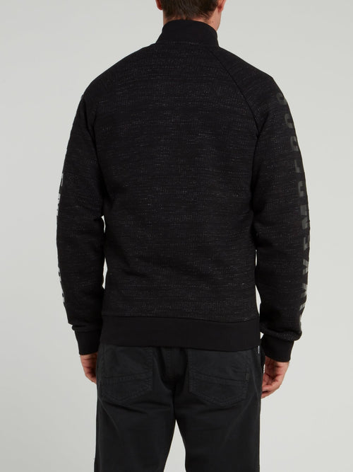 Черная куртка из твида с логотипом