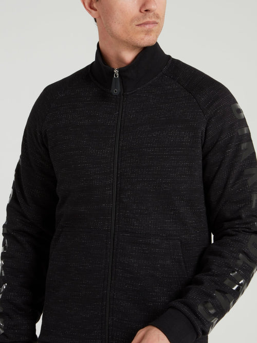 Черная куртка из твида с логотипом