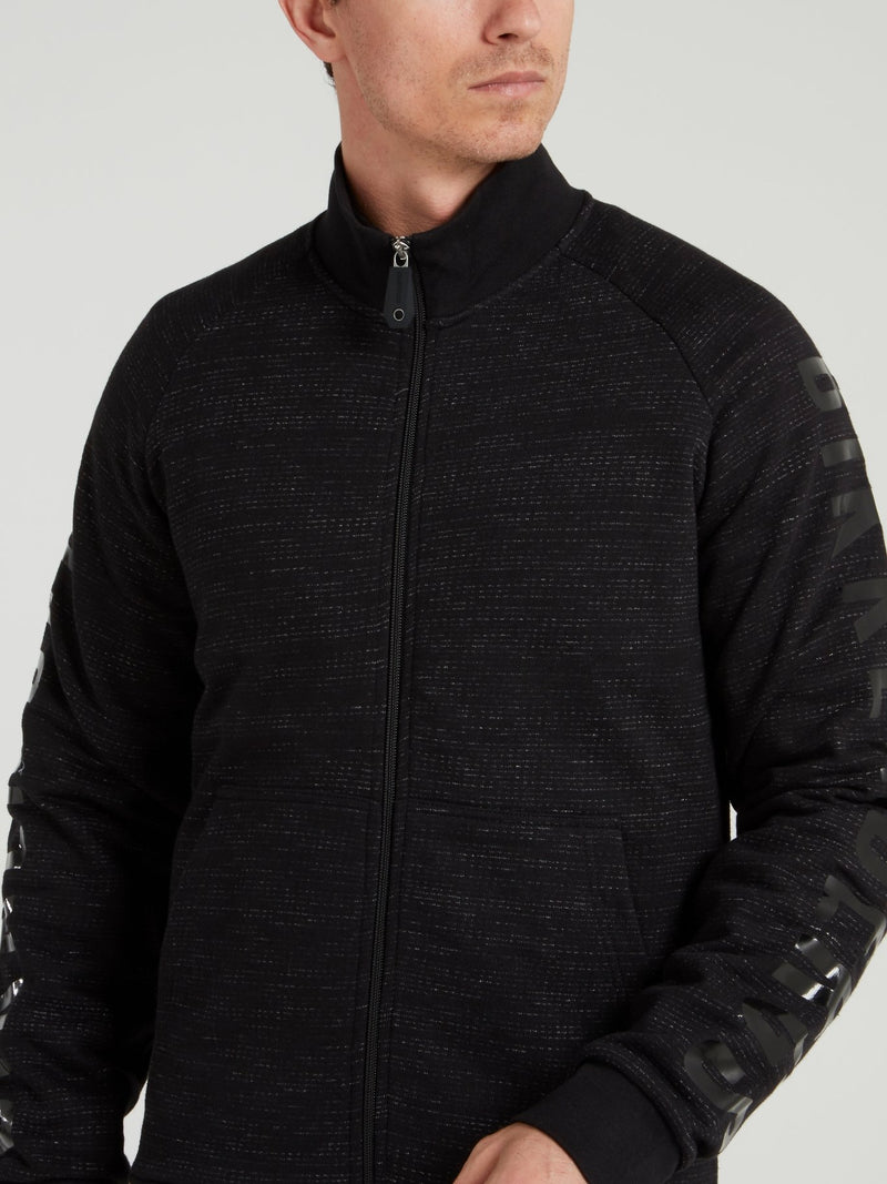 Черная куртка из твида с логотипом