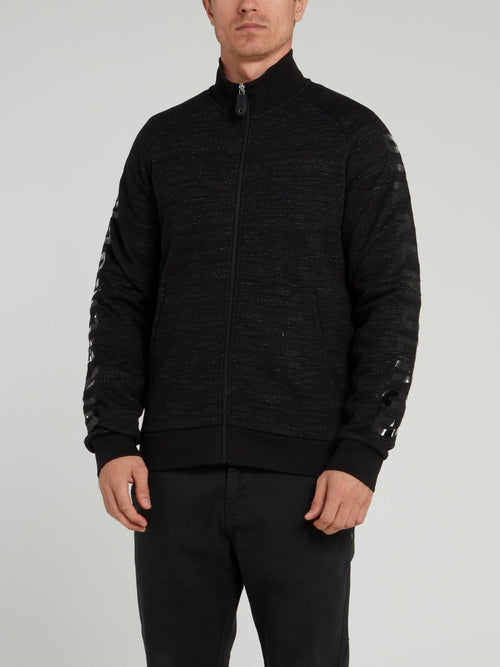 Черная куртка из твида с логотипом