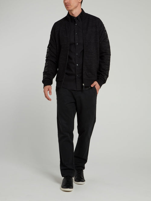 Черная куртка из твида с логотипом