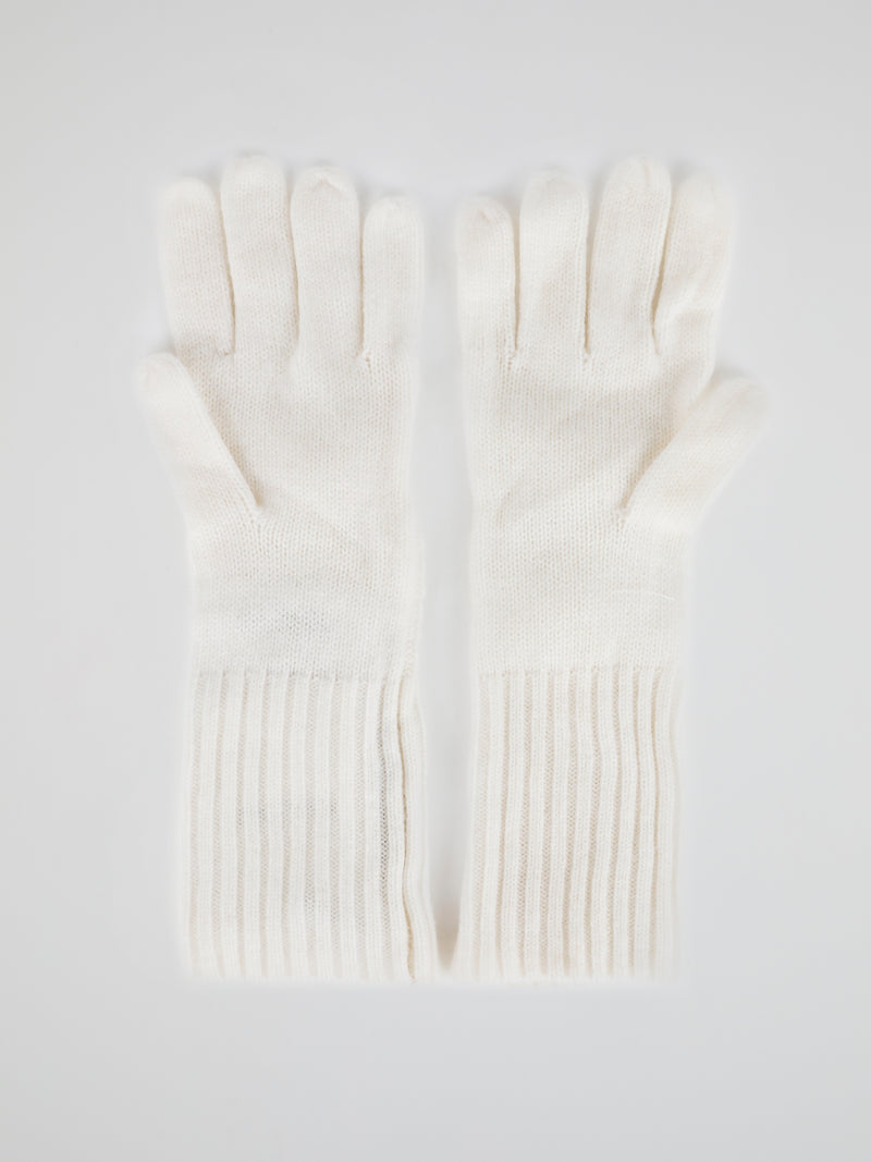 White Mink Fur Pom Pom Gloves