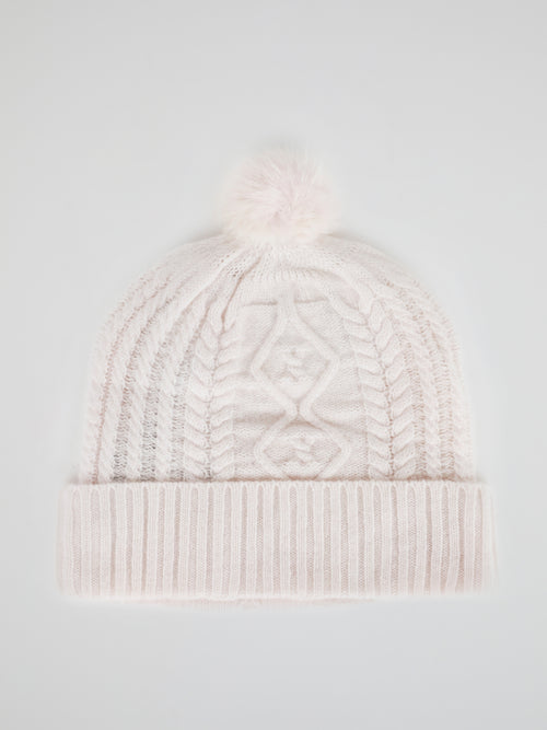 Pink Vison Fur Pom Pom Bonnet