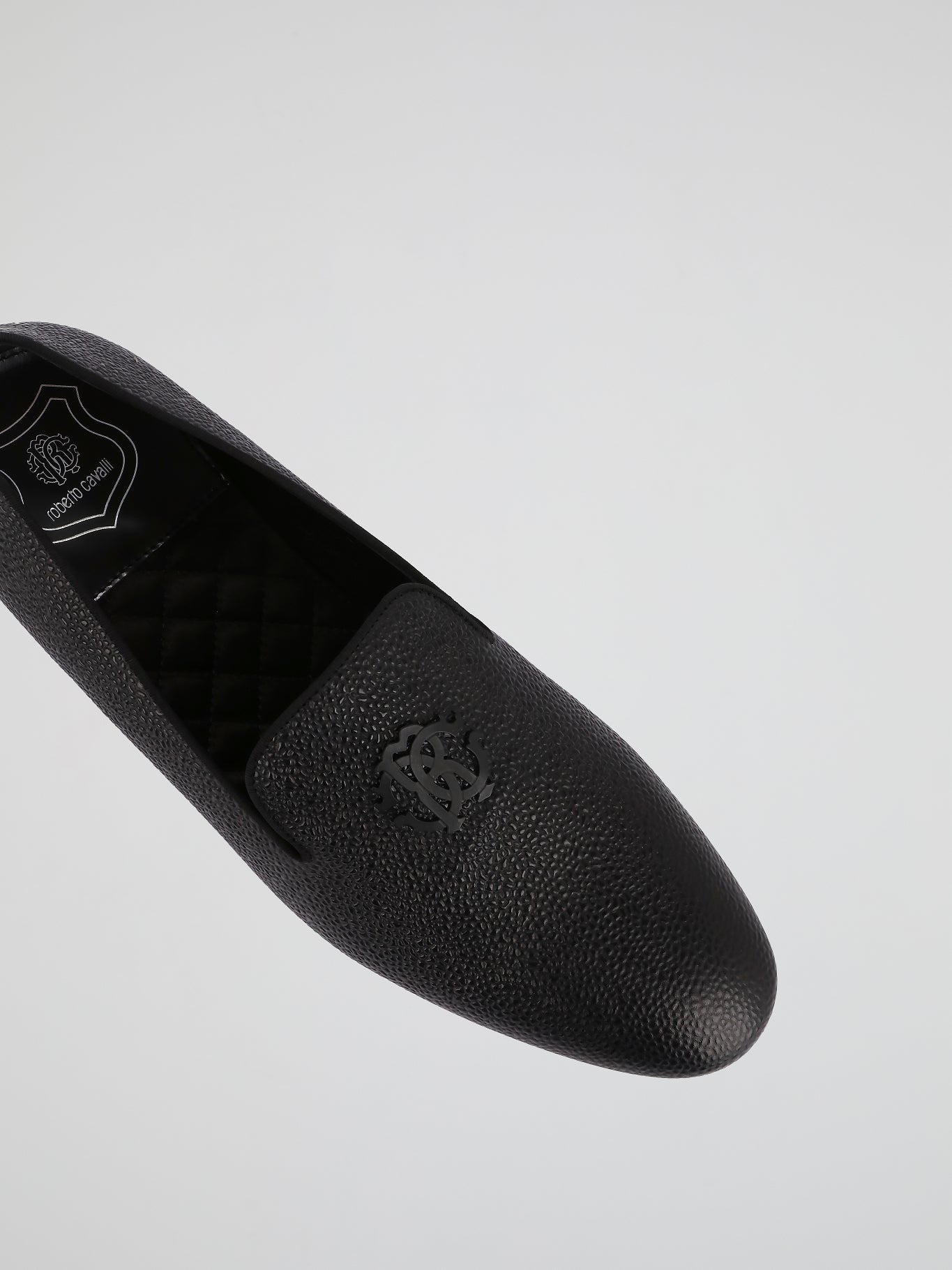 Black Cloqué Leather Loafers