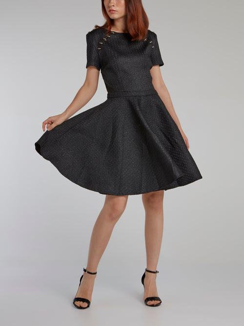 Black Cloqué Circle Dress