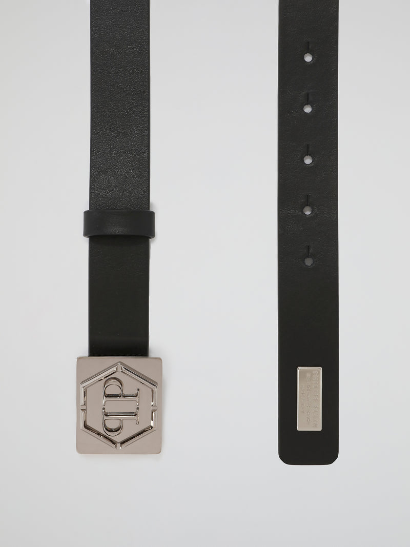 Black Monogram Pin Buckle Belt