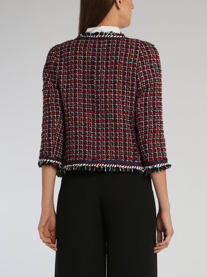 Appliquéd Check Tweed Jacket