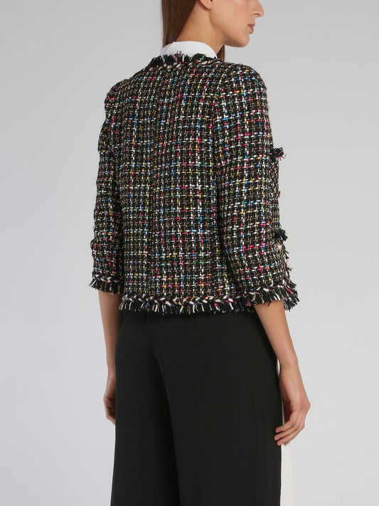 Patched Frayed Tweed Jacket