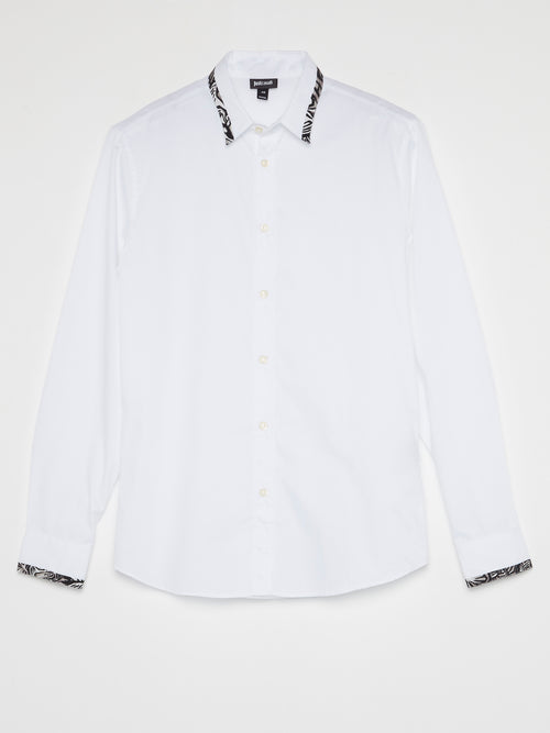 White Contrast Trim Shirt
