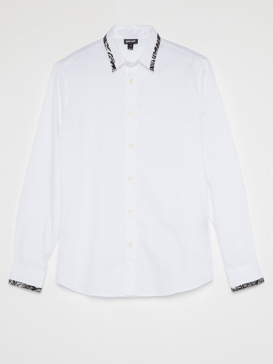 White Contrast Trim Shirt