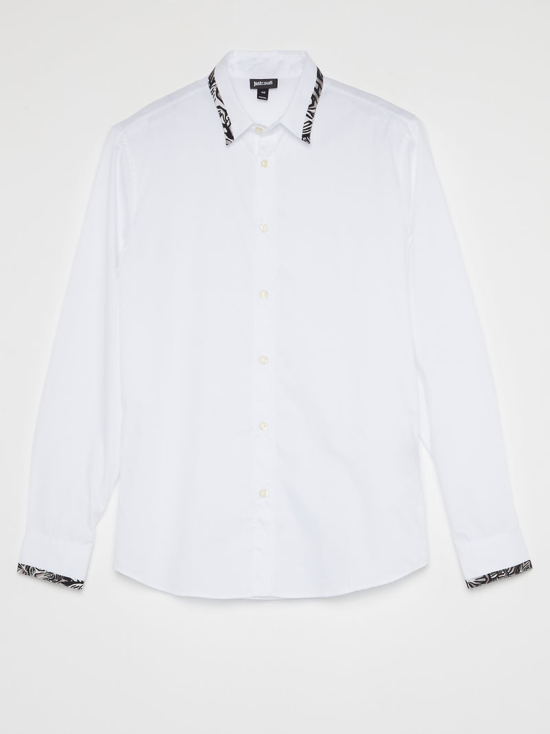 White Contrast Trim Shirt