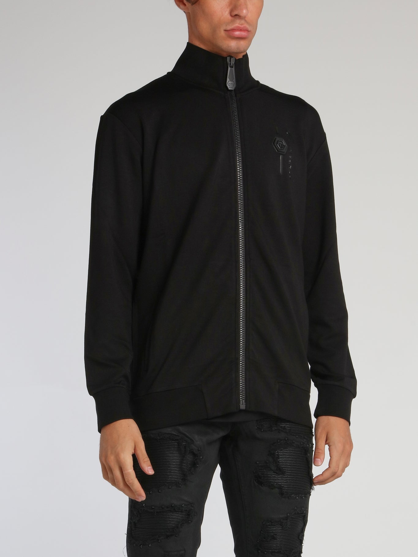 Black Rear Skull Logo Jogging Jacket