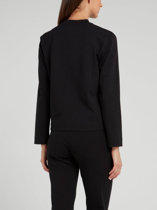 Черный свитшот с блестящим логотипом