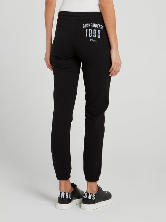 Черные брюки из флиса с логотипом