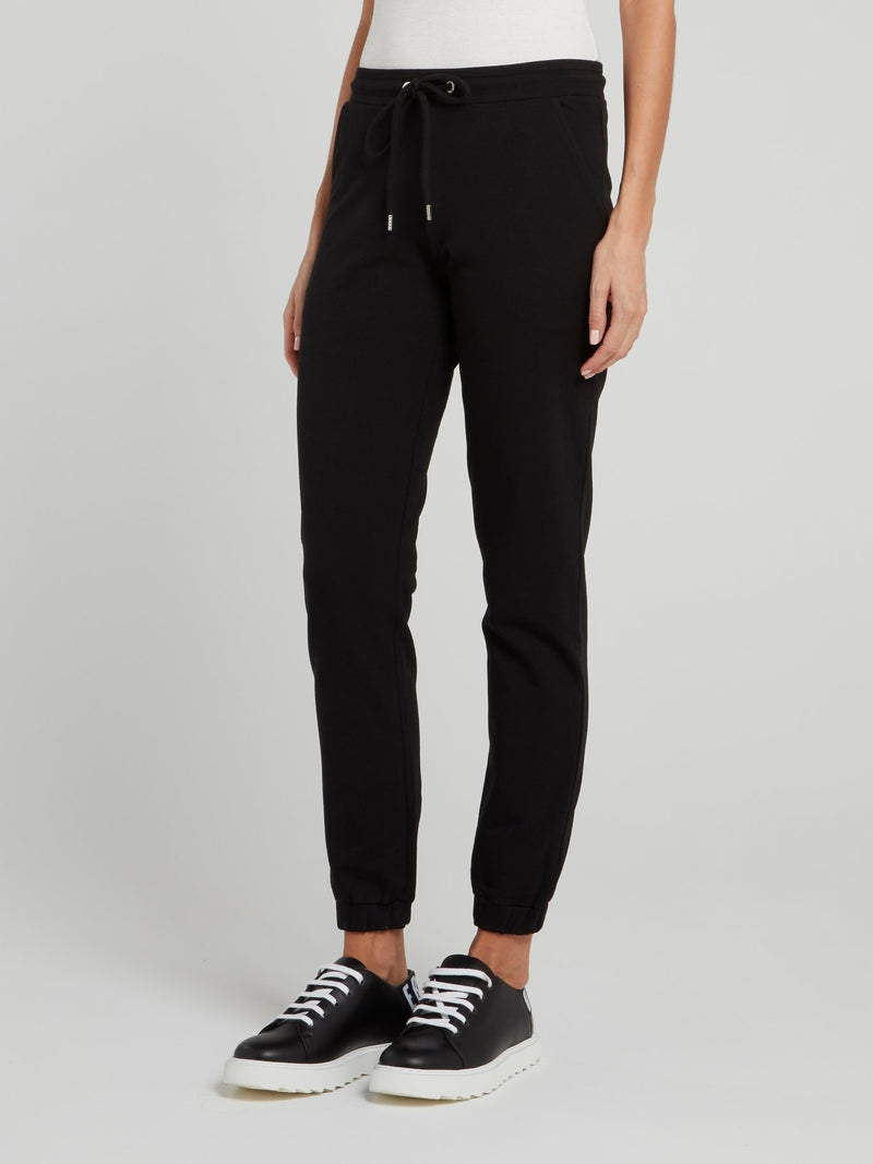 Черные брюки из флиса с логотипом