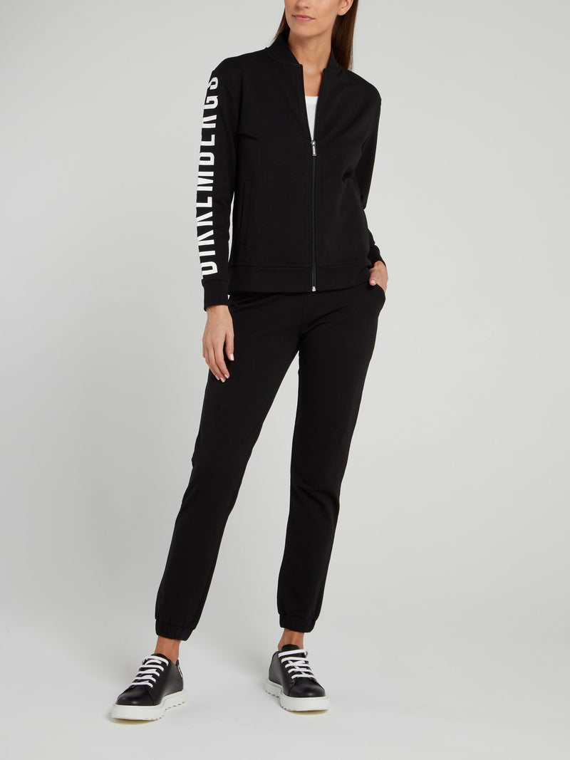 Черные брюки из флиса с логотипом