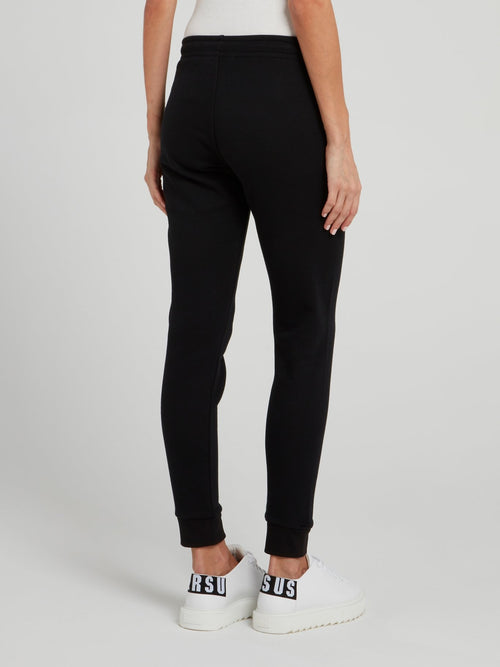 Черные брюки из флиса с логотипом