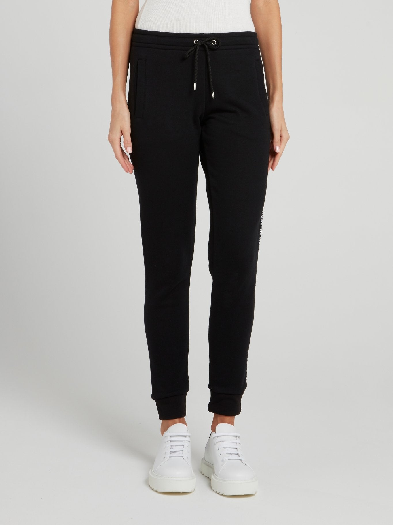 Черные брюки из флиса с логотипом