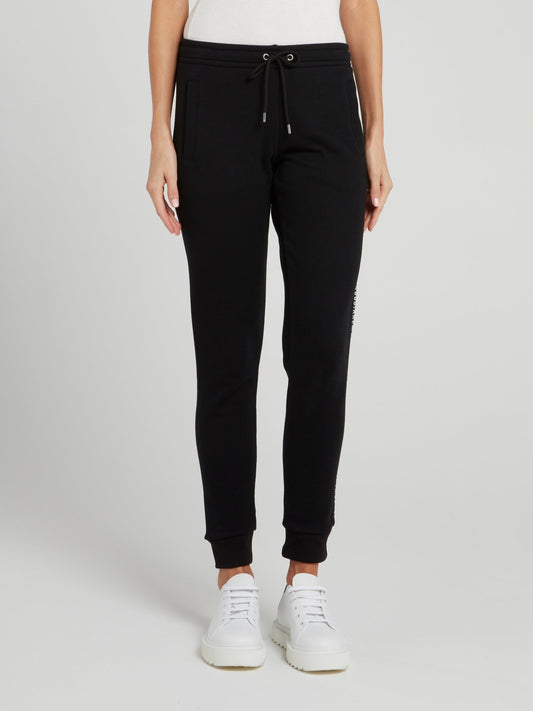 Black Logo Tape Fleece Pants