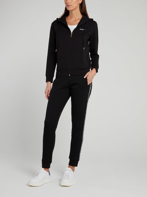 Черные брюки из флиса с логотипом