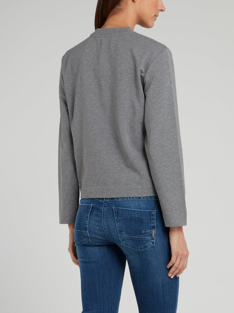 Серый свитшот с серебристым логотипом