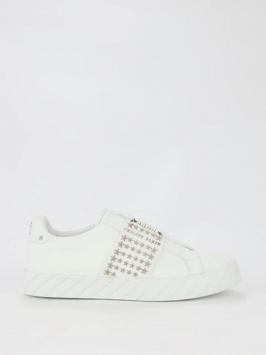 White Star Studded Slip-On Sneakers