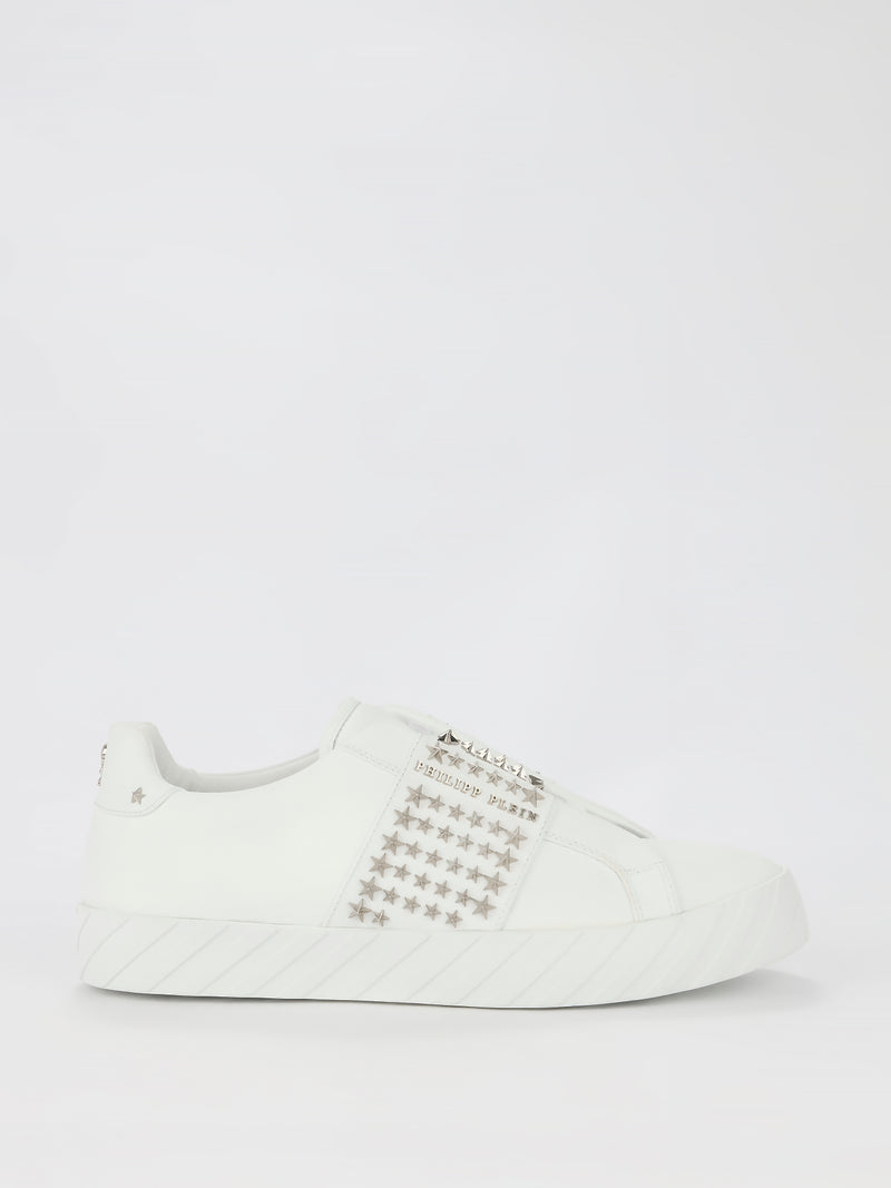 White Star Studded Slip-On Sneakers