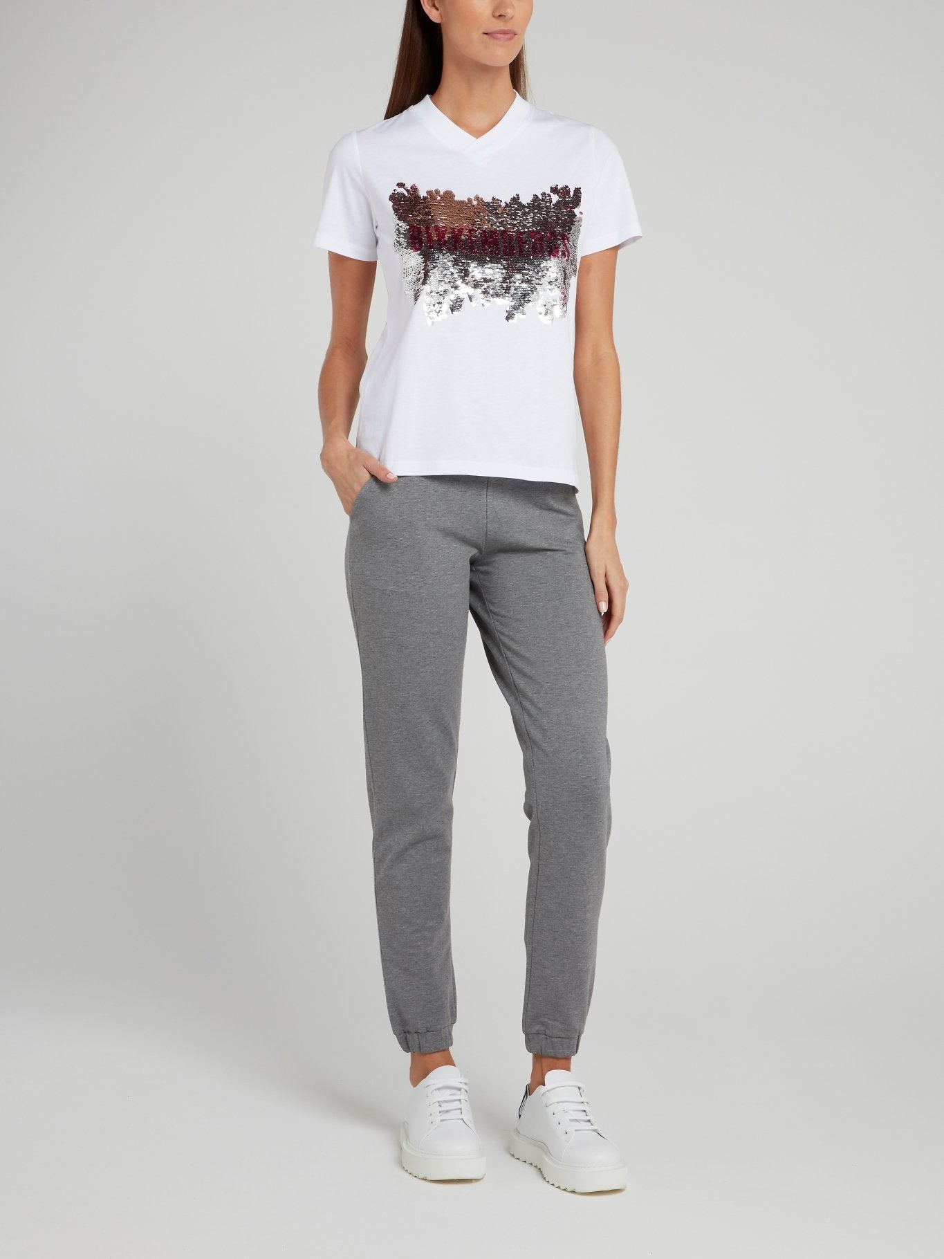 Серые брюки из флиса с логотипом