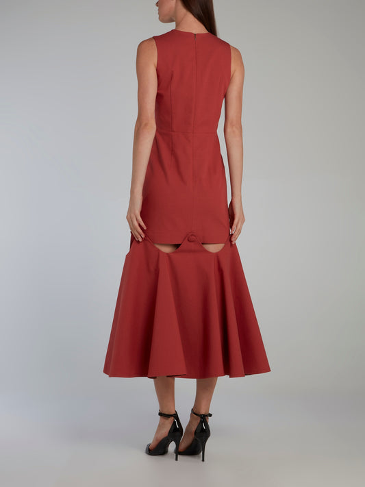 Burgundy Removable Detail Brick Dress