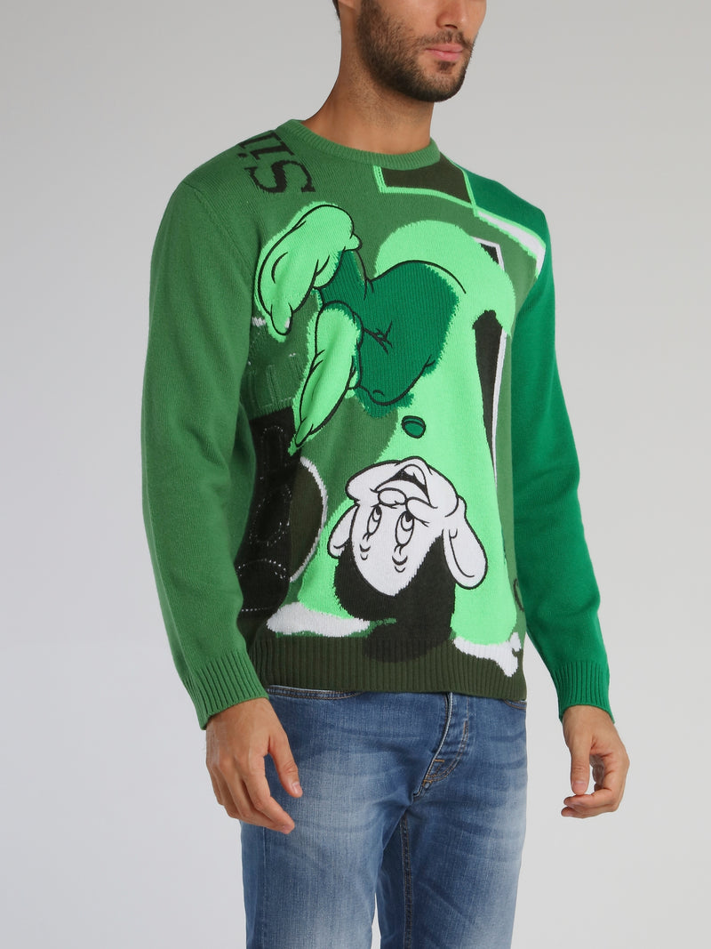 Green Disney Dopey Knitted Sweater