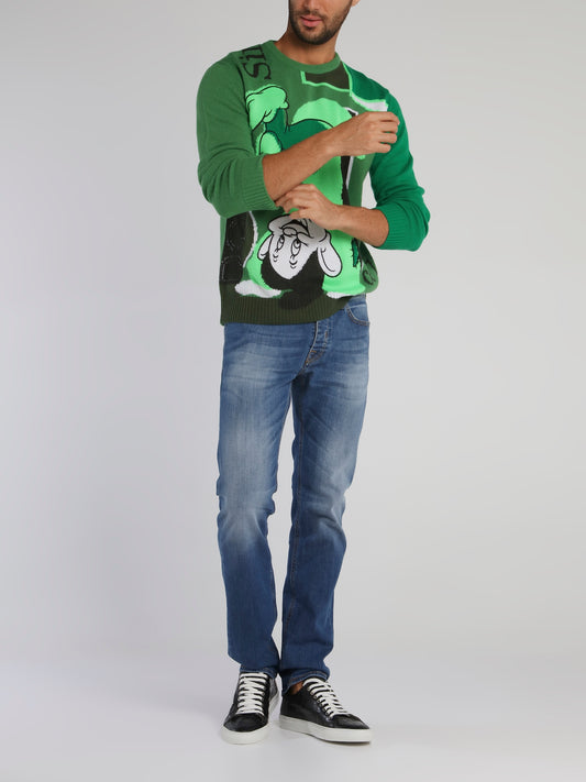 Green Disney Dopey Knitted Sweater