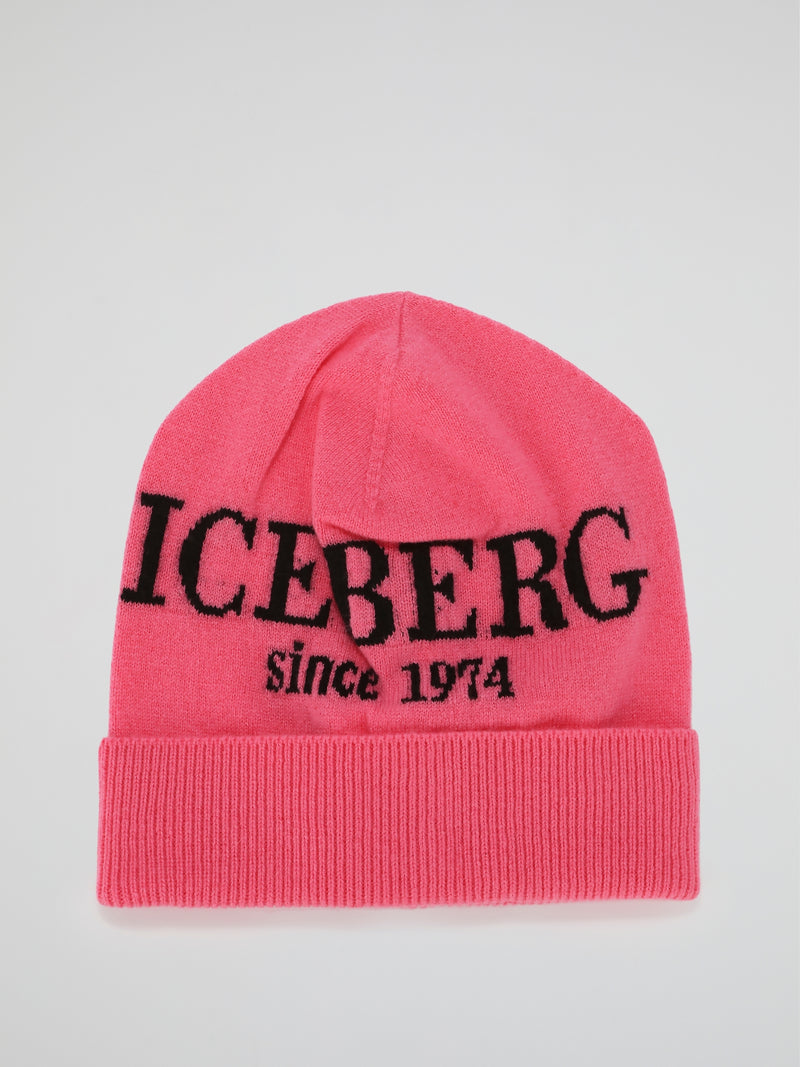 Pink Logo Cashmere Knitted Beanie